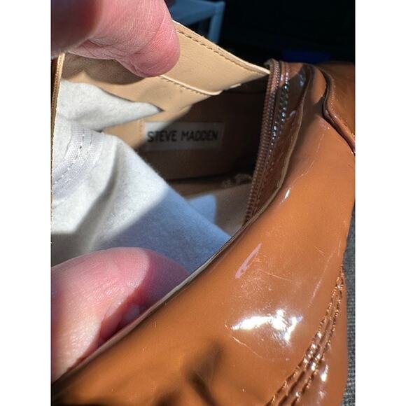 Steve Madden ‘Vava’ Thigh High Stiletto Boots Brown Patent Faux Leather Size 7.5 - Picture 8 of 10